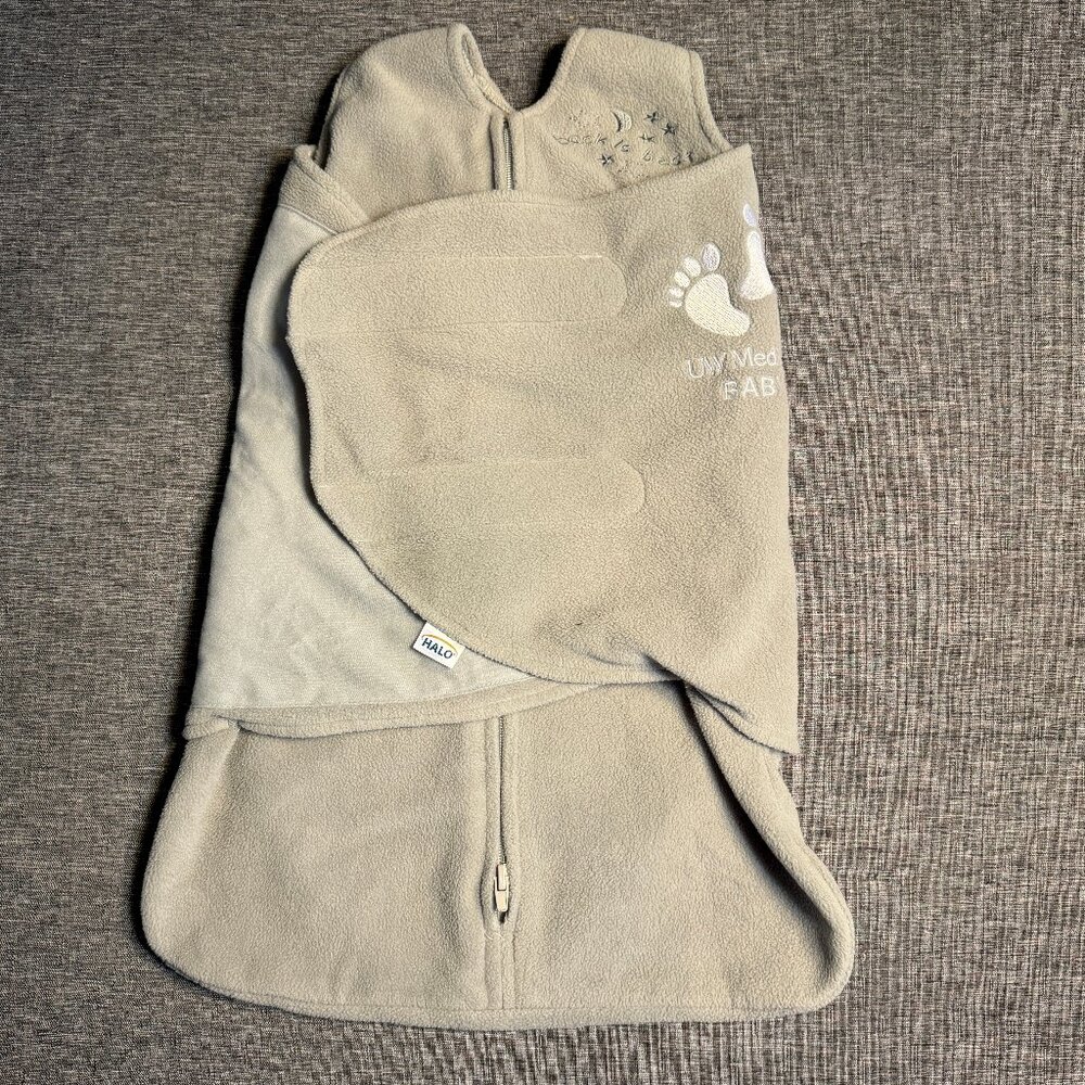 HALO micro fleece sleep sack swaddle - Gray - 0 - 3 mo (6 - 12 lbs)